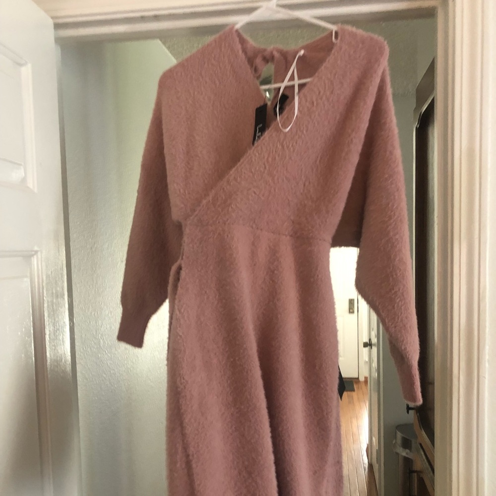 Warm Memories Blush Pink Eyelash Knit Sweater Mini Dress Lulus